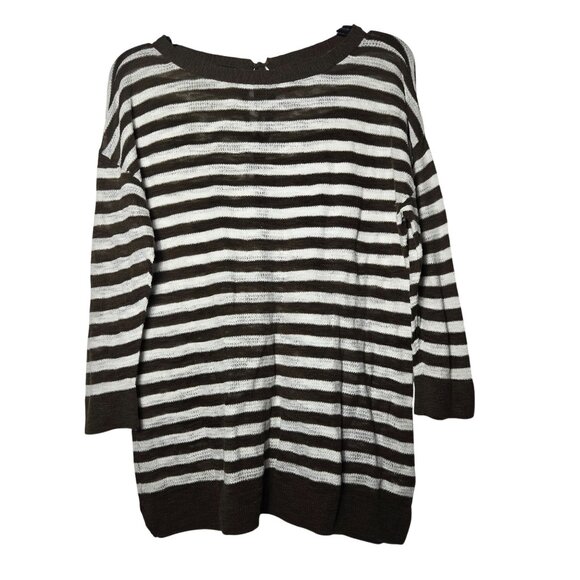 Talbots Womens Striped Sweater LP Petite Large Knit Neutral Top Light Casual - Picture 1 of 8
